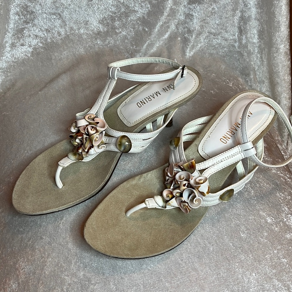 Ann Marino White Ankle Strap Sandals